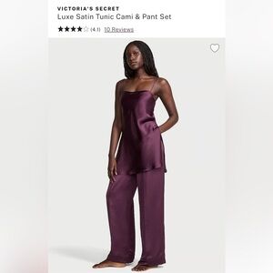Victoria's Secret Luxe Satin Cami & Pant Set - Deep Purple
